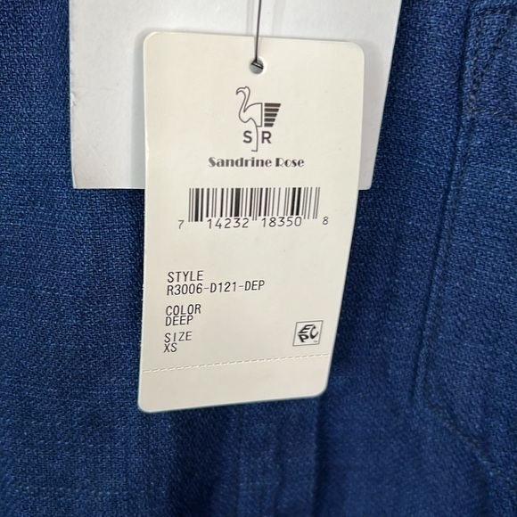 Free People X Sandrine Rose Denim Long Sleeve Mandarin Collar Top Size XS - Picture 8 of 11